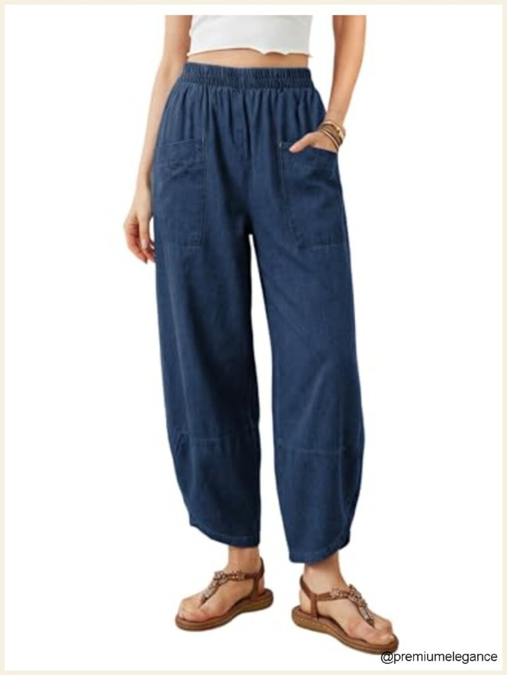 Baggy Wide Leg Denim Jeans Elastic Waist High Rise Barrel Pants Women